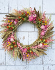 Pink Harvest Large Dried Flower Wreath