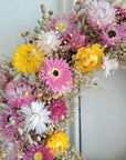 Bright Strawflowers Medium Dried Flower Wreath