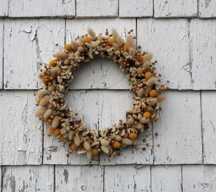 Golden Craspedia Wreath 2 - 12"