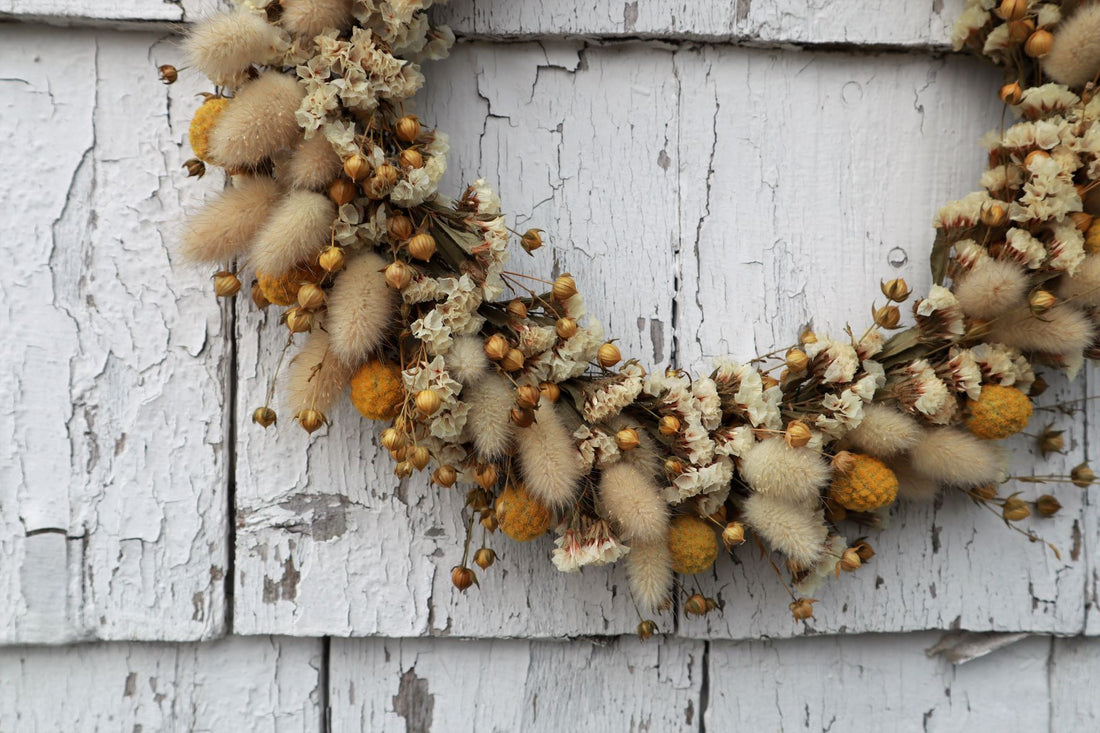 Golden Craspedia Wreath 2 - 12"