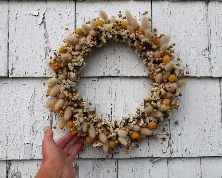 Golden Craspedia Wreath 2 - 12"