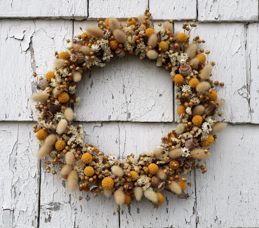 Golden Craspedia Wreath - 12"