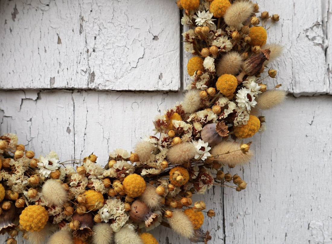 Golden Craspedia Wreath - 12"