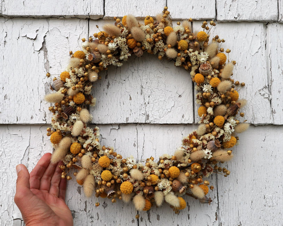 Golden Craspedia Wreath - 12"
