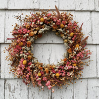 Flax and larkspur wreath- 16"