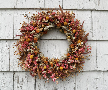 Flax and larkspur wreath- 16"